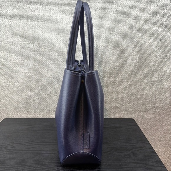 LongChamp Tote Bag Medium Navy Blue Roseau Leather Toggle Shoulder Handbag - Picture 4 of 15